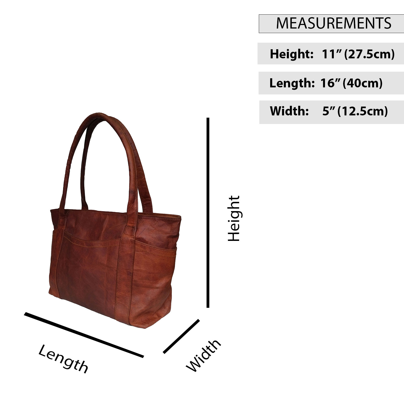 Womens Shoulder Handbag Genuine Leather Brown Ladies Tote  Purse 